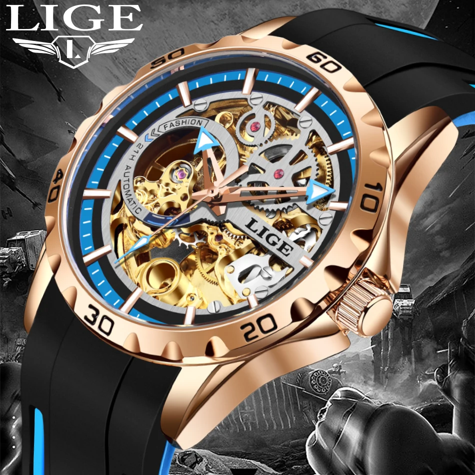 LIGE Mechanical Watches Chronograph Watch for Men Automatic Men\'s Watches Luxury Original Brand Stainless Steel Tourbillon Clock