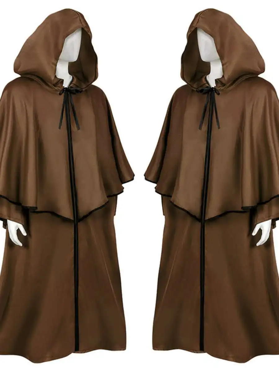 Roupão Medieval com Capuz para loween, Casaco Longo Sem Mangas, Fsia de Bruxa, Deus da Morte, Material Poliéster, Fant...