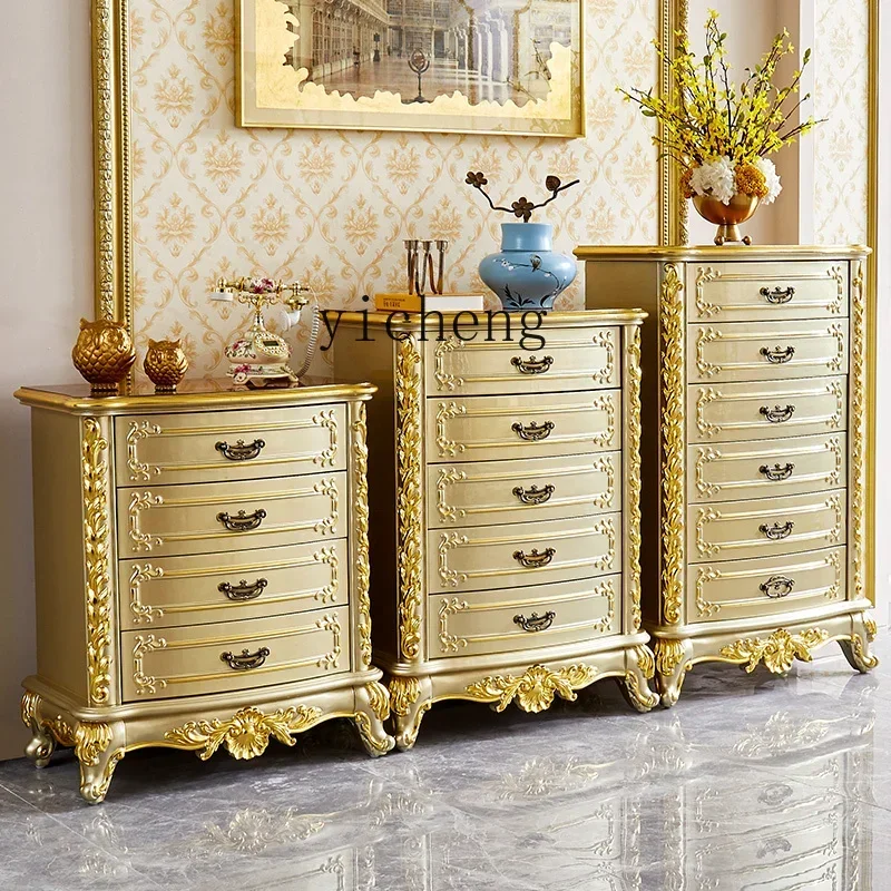 

Chest of Drawers Bedroom Four Or Five Six-Bucket Cabinet Chest of Drawer Living Room Solid Wood Storage Cabinet