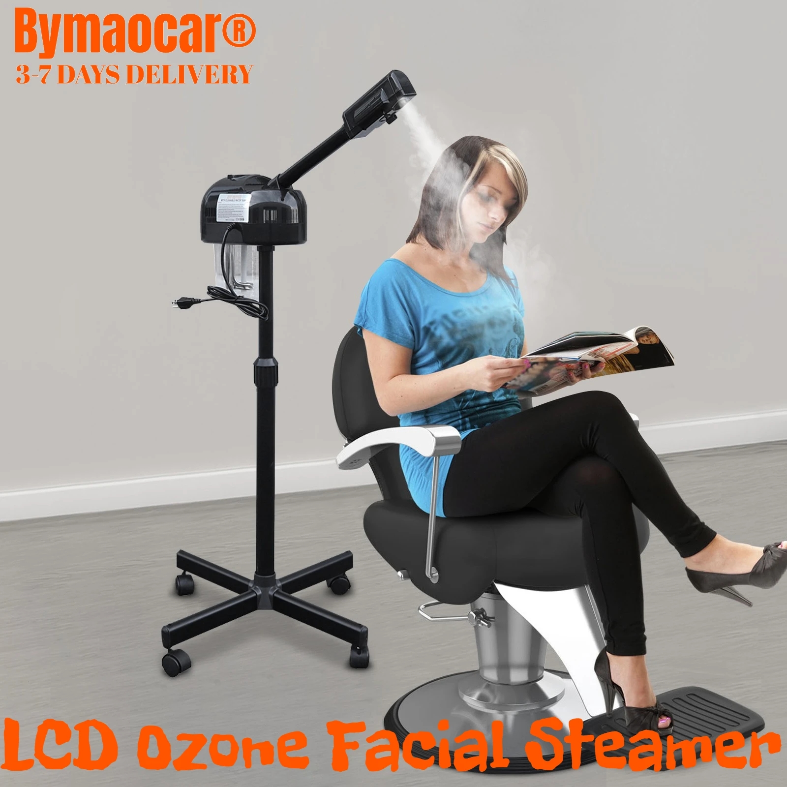 

Professional Ozone Facial Steamer on Wheels, Adjustable Height, 360° Rotatable Nozzle, for Home and Salon