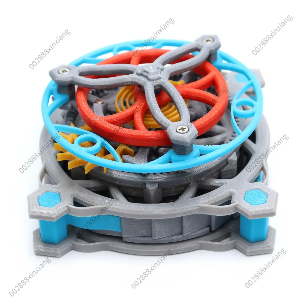 3D Printed Tourbillon Model Mechanical Gear Transmission with Clockwork Power Based on Tourbillon Principle