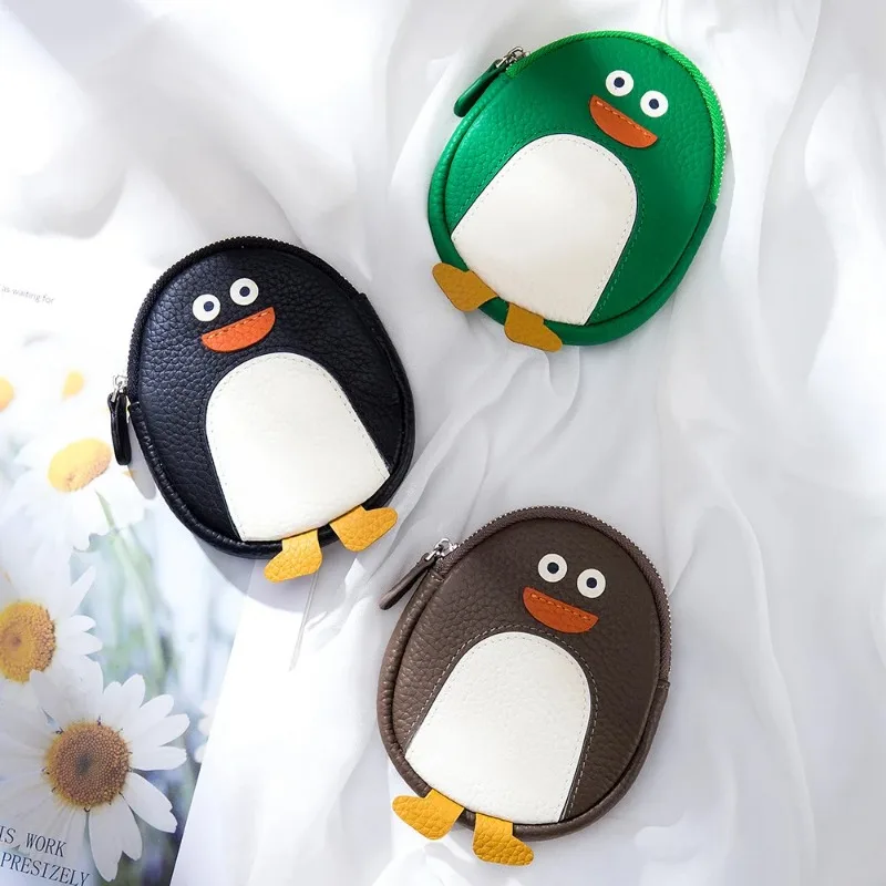 URBAN MASTER Mini Penguin Cute Creative Coin Purses Storage Bag for Women Fashion Genuine Cow Leather Clutch Purse Wallet 7021