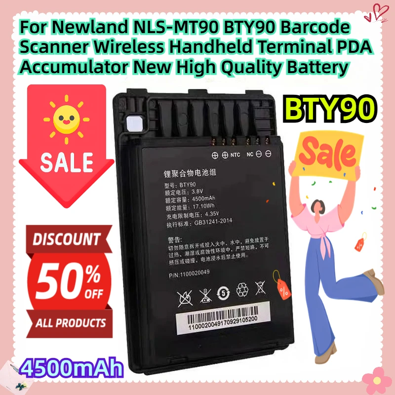 

3.8V 4500mAh For Newland NLS-MT90 BTY90 Barcode Scanner Wireless Handheld Terminal PDA Accumulator New High Quality Battery