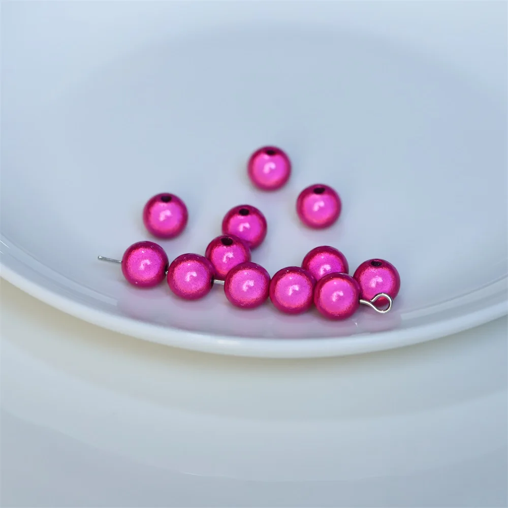 4/6/8/10/12/14 MM Perle Perle Satin Glanz Imitation Perlmutt gefärbt Runde Glas Lose Spacer Perle Für Schmuck Halskette Vase Füllstoff