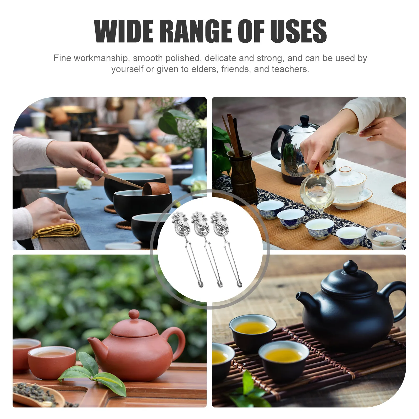 

3pcs Stainless Steel Tea Strainers Pineapple Shaped Filters For Loose Leaf Tea Home Office Use Rust Resistant Infusers