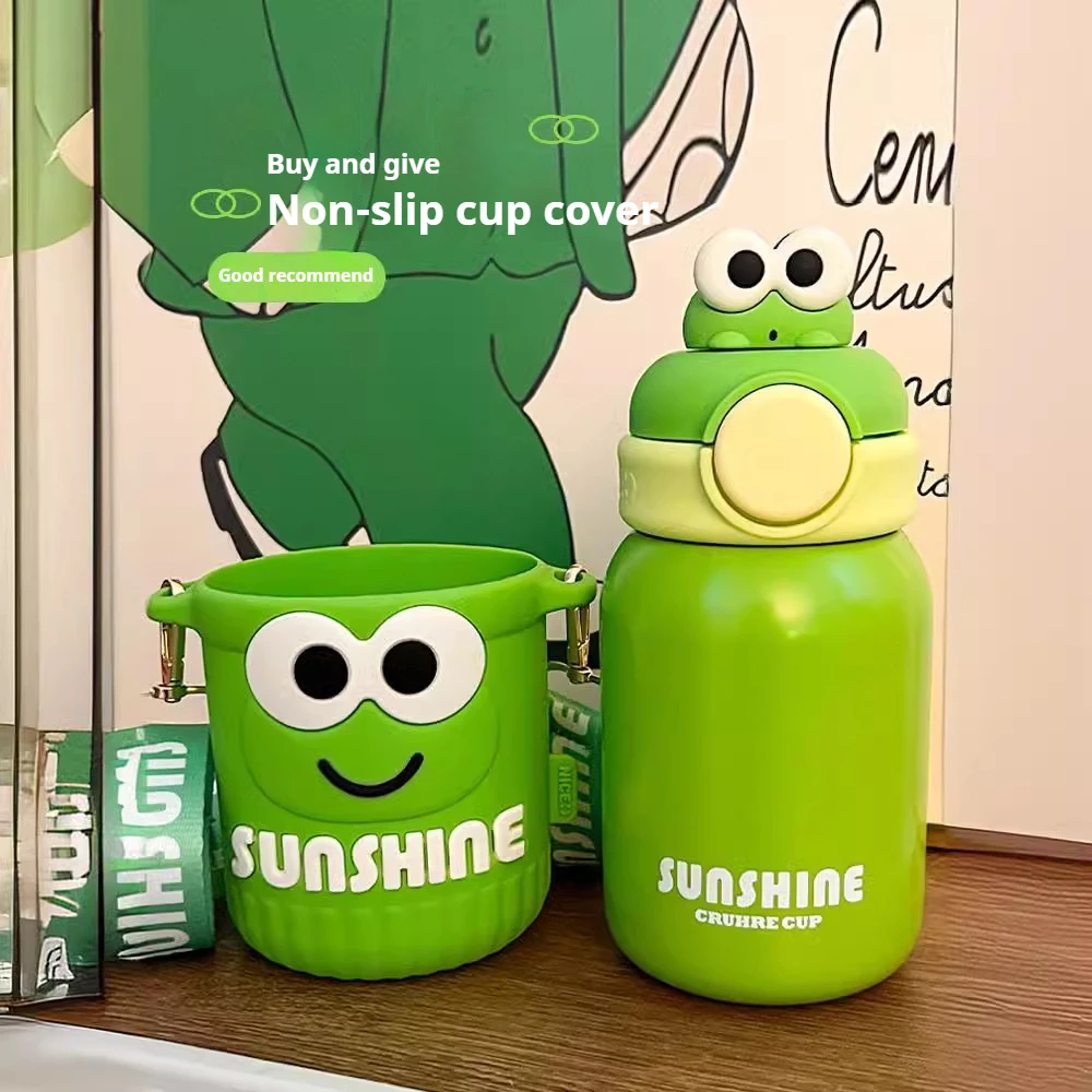 MINISO 550ml Insulated Cup Ladies' Cute Kettle Children'S Animal Water Cup Super Cute Creative Cup Boys' Straw Portable Cup Gift