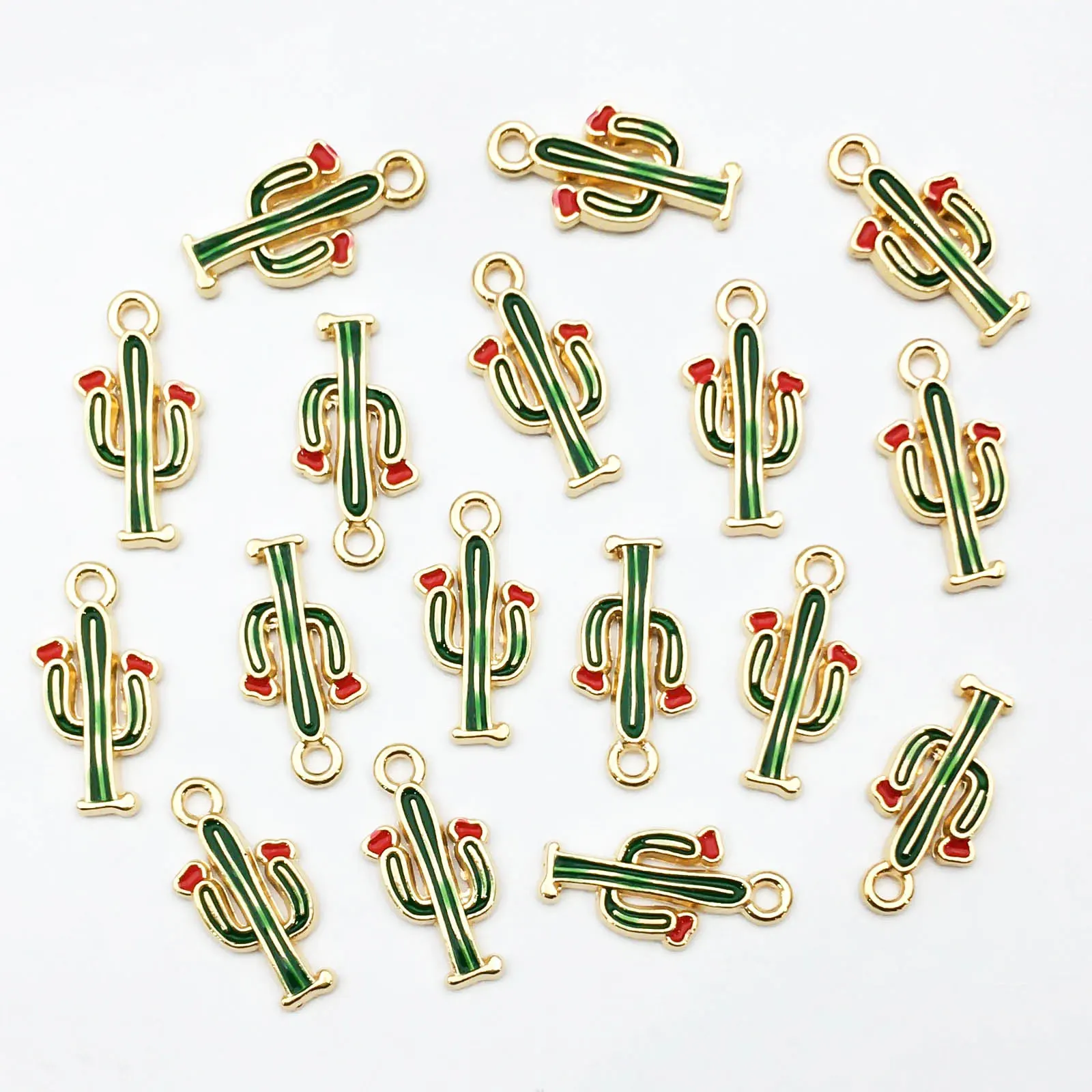 10/20Pcs Cartoon Enamel Cactus Charm For DIY Jewelry Making Earrings Bracelet Necklace Handmade Jewelry Accessories