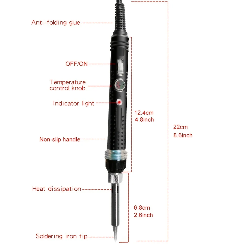 Kit saldatore elettrico da 60W-temperatura regolabile da 200-450 °C-con interruttore On/Off per un facile utilizzo