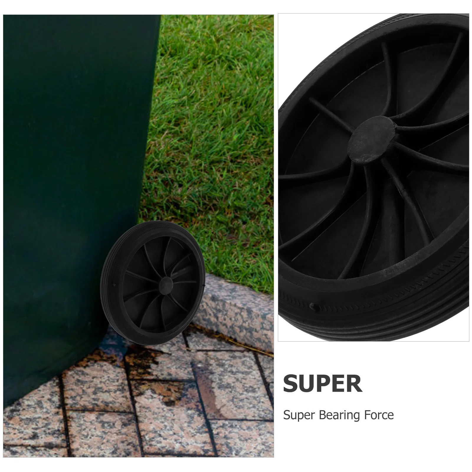 Outdoor Trash Can Wheels Garbage Pail Bins Solid Beam Axle Wastebasket Pulley Replacement Plastic Accessories Supplies