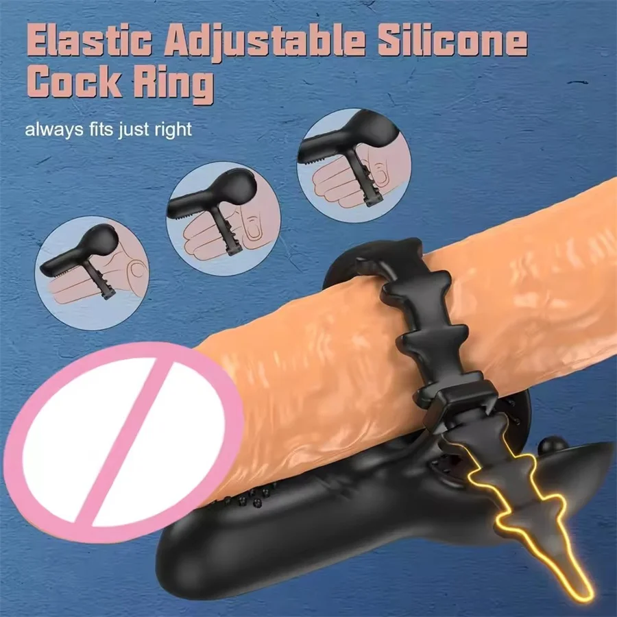 APP التحكم تهتز خاتم الديك قابل للتعديل حلقة القضيب Vibartor تأخير القذف قفل السائل المنوي كوكرينج الجنس لعب للرجال زوجين #4