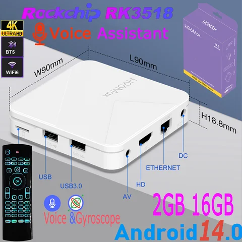 Mini TV Stick RK3518 Android14.0 4K Video Wifi6 BT5.4 100M LAN Assistente vocale Gioco di controllo remoto Lettore multimediale Smart TV Box