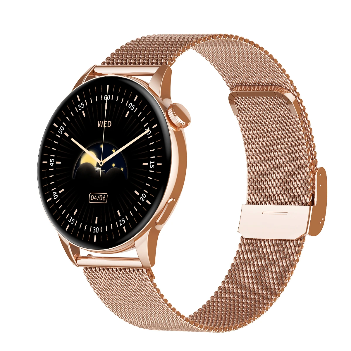 

HD1 Высокое качество с круглым циферблатом Amoled Gold Smartwatch Girls Reloj Compass Золотые умные часы Mujer Водонепроницаемые для женщин Смарт-браслет