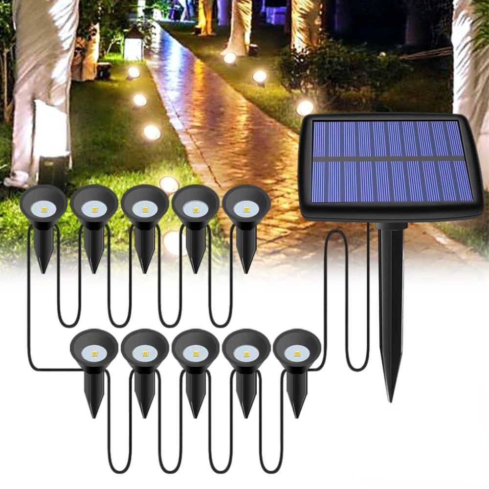 

LED Solar Garden Landscape Light, Outdoor Waterproof, Underground Light, Solar Flood Light, Lawn Decorative Lighting, 10 in 1