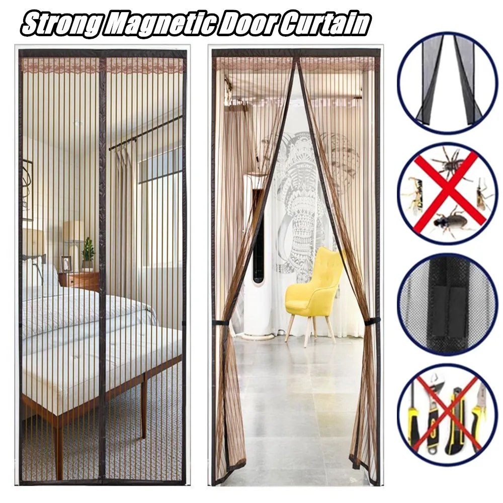 강화 마그네틱 스크린 도어 커튼 네트, 곤충 방지 메쉬 플라이 스크린, 모기 보호 네트, 방 칸막이, 접이식 스크린 벽 