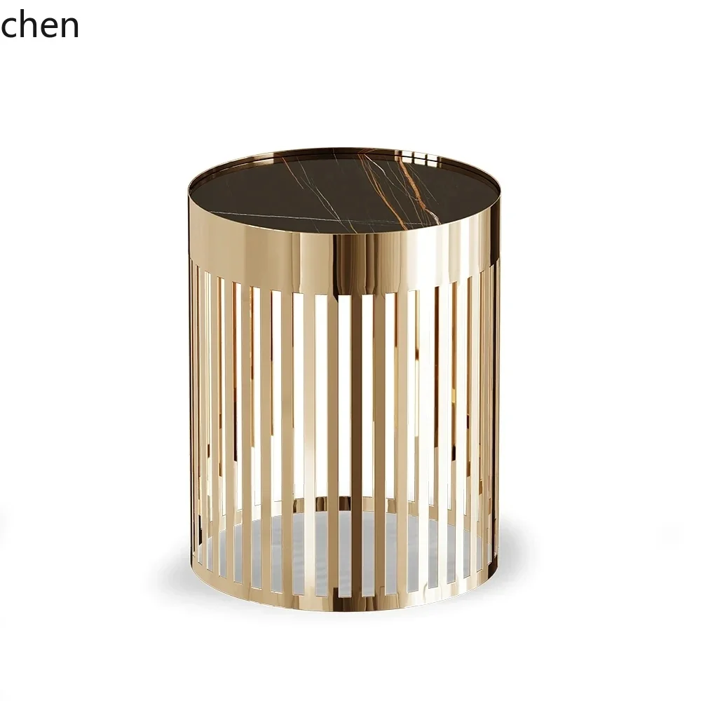 CZ-1  designer light luxury exquisite sofa metal edge mobile round marble corner