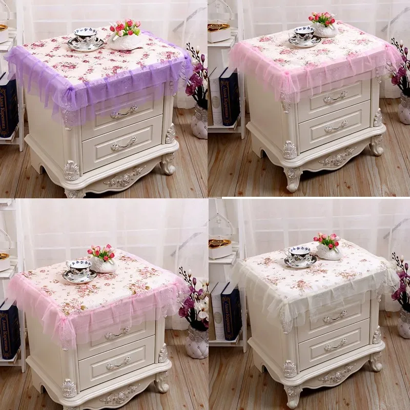 Home Textile European Style Bedroom Decoration Bedside Table Cover Small Table Dust-proof Cover Romantic Lace Tablecloth