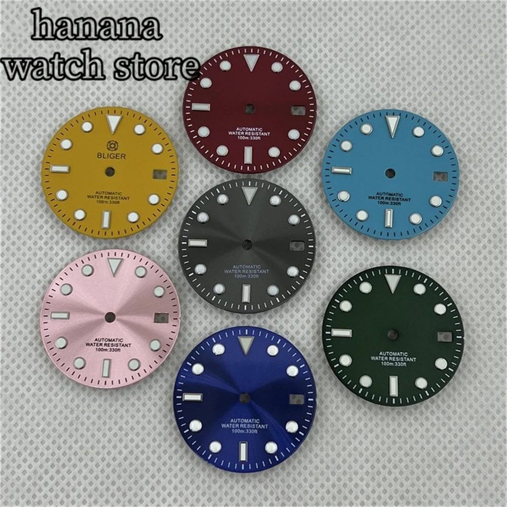 Циферблат для дайвинга NH35 черный, белый, зеленый, синий и серый. Зеленый светящийся циферблат C3 подходит для автоматических механизмов NH35 NH36