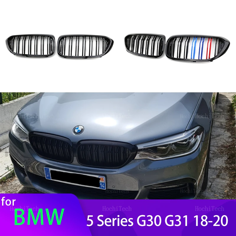 Car Front Bumper Grilles Kidney Racing Grill For BMW 5 Series G30 G31 G38 Pre-LCI 2016-2019 Double Slat Replacement Grille