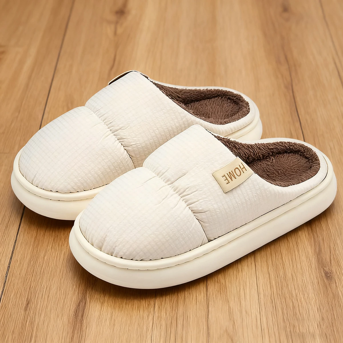 

Autumn Winter Slippers Women Warm Slides Men Plush Flats Home Soft Comfortable Floor Shoe Thick Sole Men Concise Furry Shoes