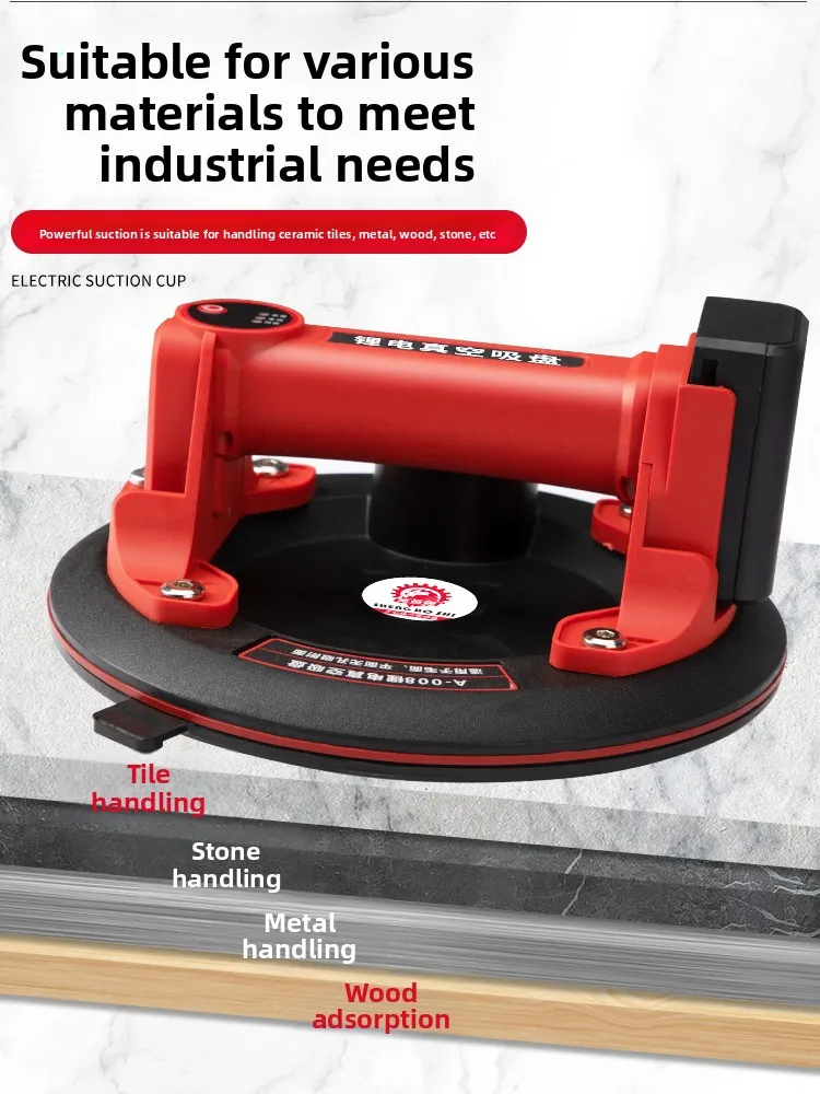 Levantador de vácuo elétrico, reabastecimento automático de ar alimentado por bateria de lítio resistente para vidro de piso de azulejo