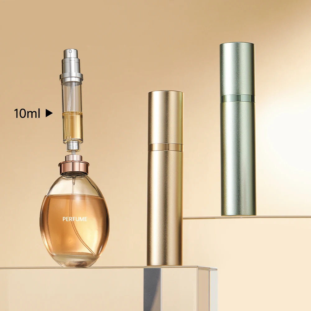 Mini bouteille de parfum rechargeable en aluminium et métal mat de 10ml, conteneurs cosmétiques vides portables de voyage, Mini bouteille atomiseur de pulvérisation