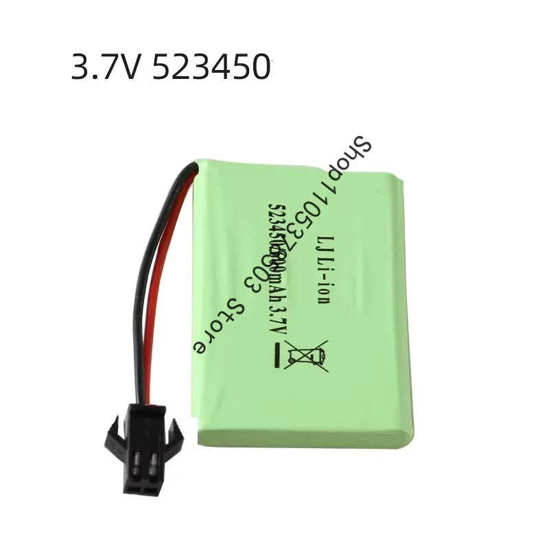 3.7v disc-shaped lithium battery 523450 for toy smart robot talking dog, 600mah rechargeable battery