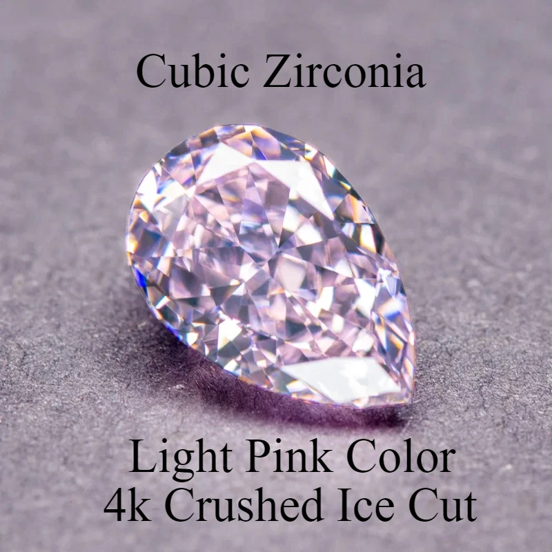 

Cubic Zirconia Pear Shape Light Pink Color 4k Crushed Ice Cut Charm Stones for DIY Jewelry Making Necklace Rings Main Materials