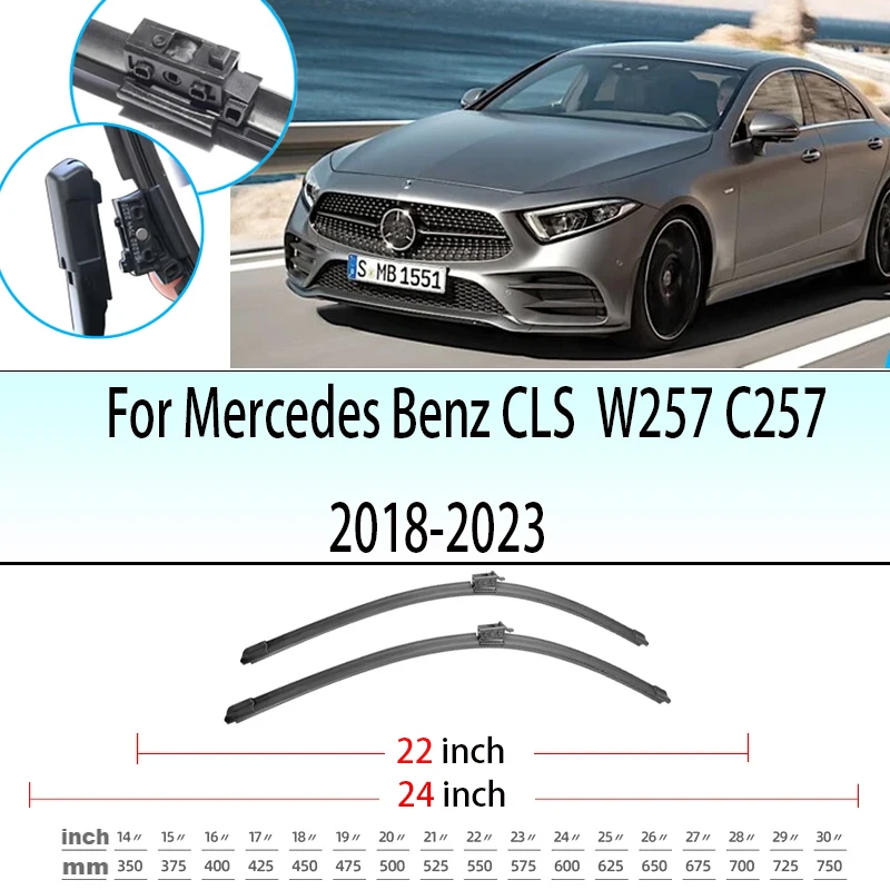 

Для Mercedes Benz CLS Class W257 C257 2018-2023 2022 2021 щетки стеклоочистителя переднего стекла аксессуары для окон 24 "+ 22"
