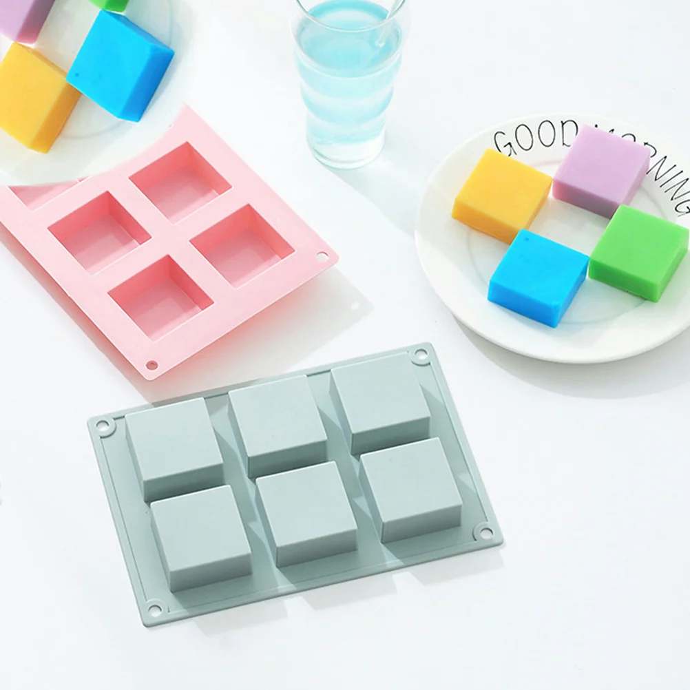 

2pcs Square Soap Mold 6-Cavity Silicone Diy Tool For Chocolate Cake Craft Non-Stick Baking Mold Freezer Microwave Safe
