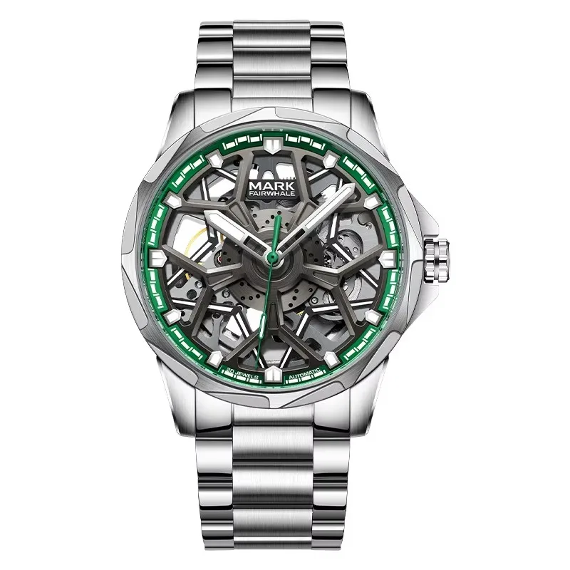 

Green Steel Hollow Out Top Quality Mechanical Watches Business Automatic Waterproof Wrist montres hommes