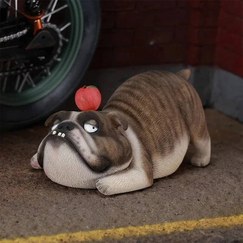 JXK Scala 1/6 Resina Bulldog Britannico Modello di Simulazione Animale Ornamento Brutto Simpatico Cucciolo Modello Fatto Action Figures Ornamento