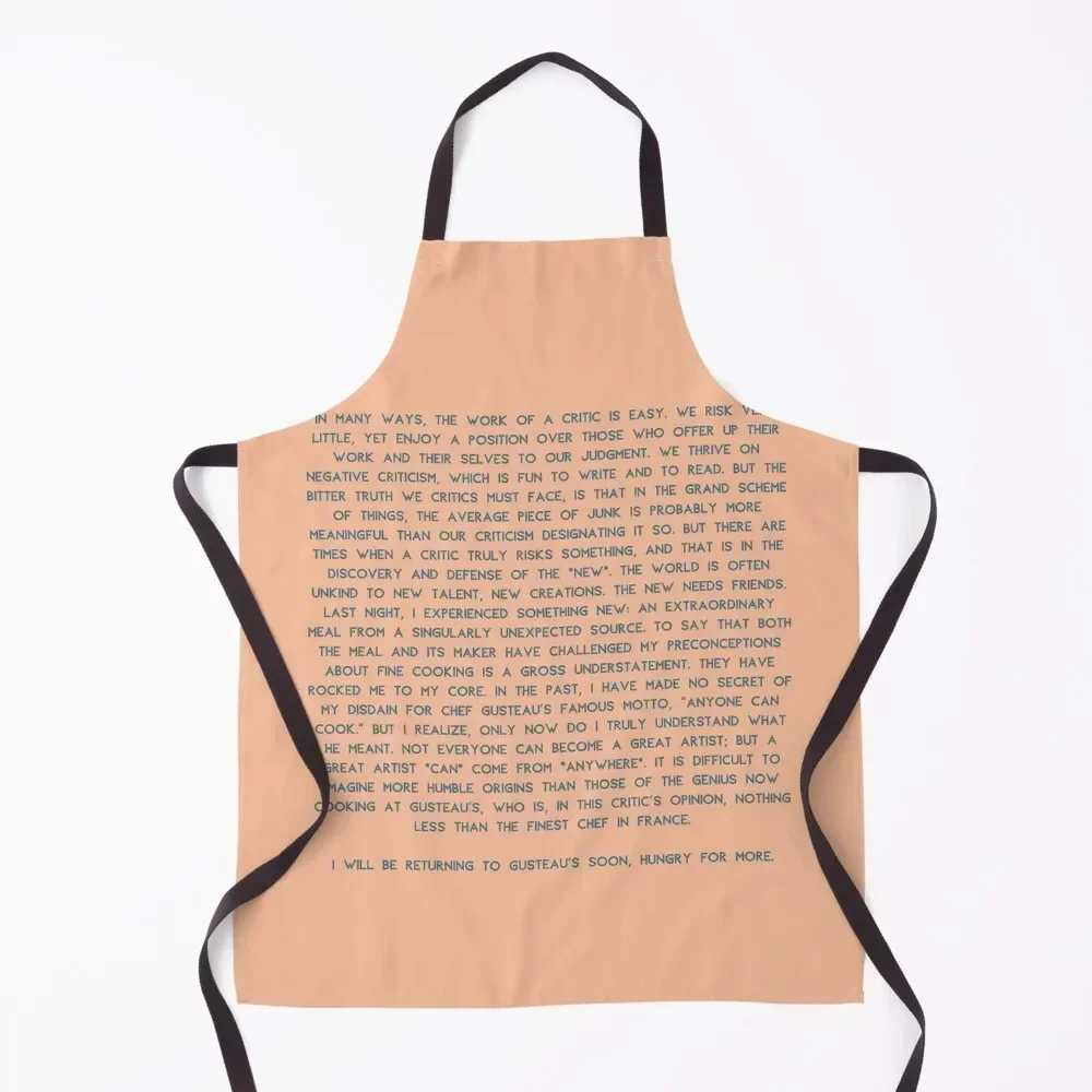 

Anton Ego Critic Full Quote Hungry For More Ratatouille Apron Things For The Kitchen Women Kitchen esthetician Men'ss Apron