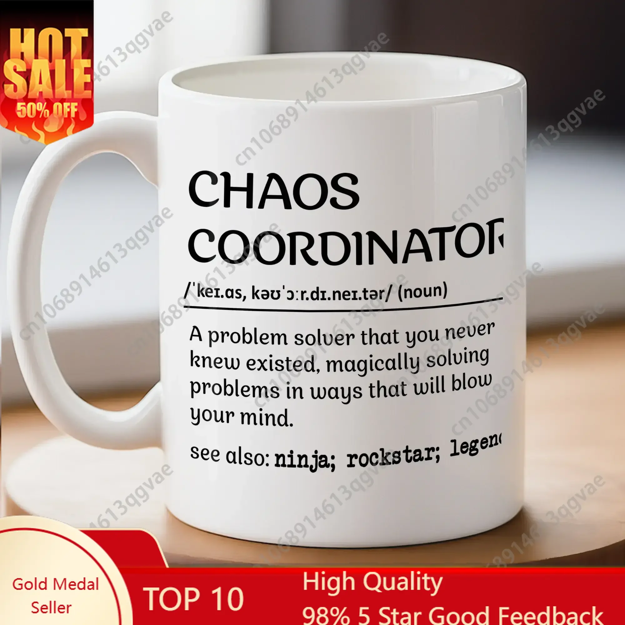 

Judywin Talk - Chaos Coordinator Coworker 11oz Ceramic Mug - Reusable Coffee Cup Washable Coffee Mug Ideal for Best Friends S
