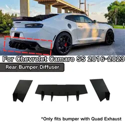For Chevrolet Camaro SS 2016 2017 2018-2023 Rear Bumper Diffuser A Set With Quad Exhaust Cars Accessories Body Kit Glossy Black