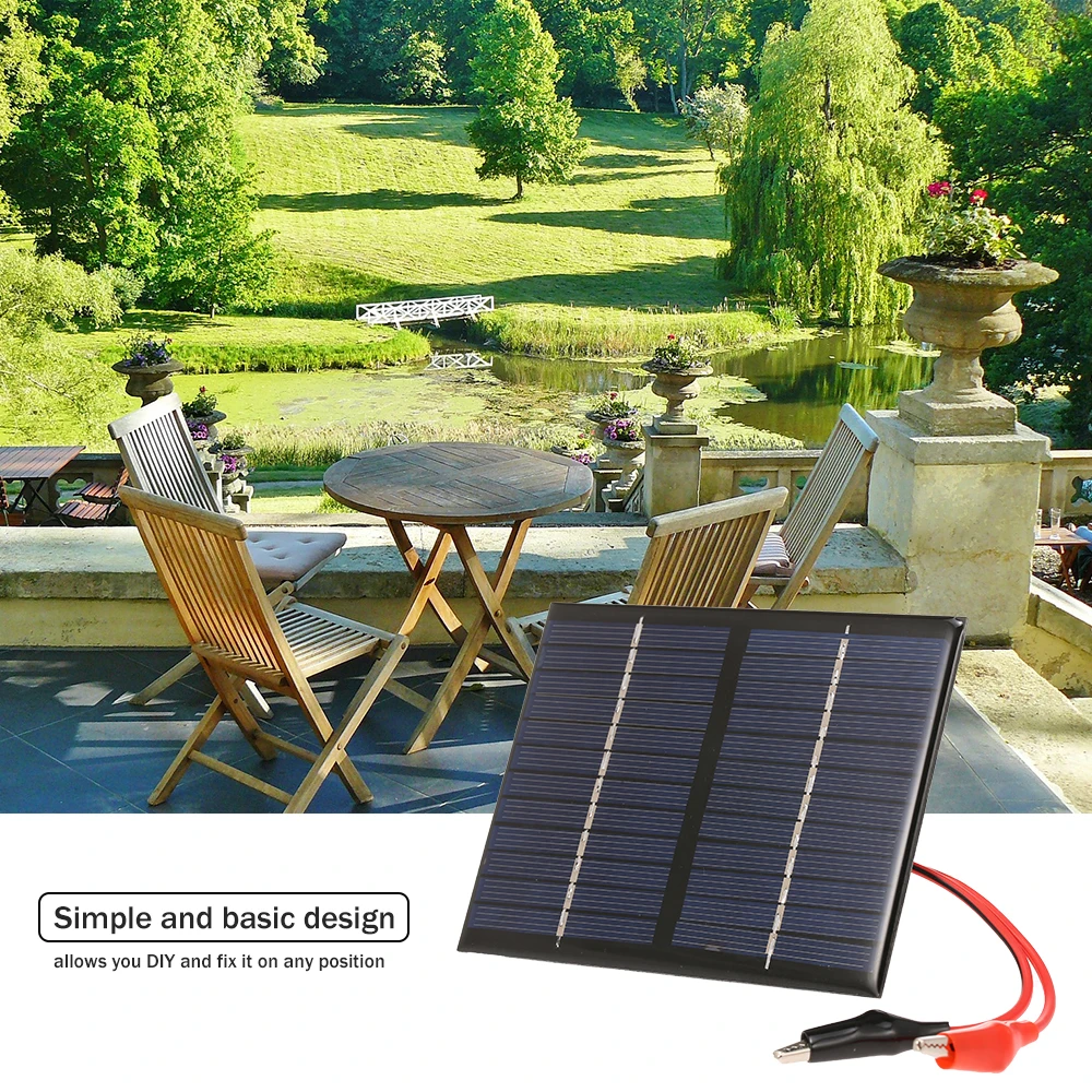 1.5W/12V Solar Charger with Alligator Clip Compact Polycrystalline Solar Panel for Garden/Traffic/Emergency Light Advertisement