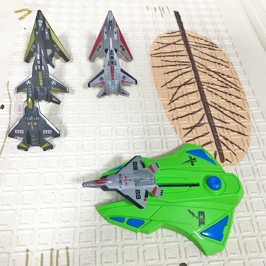 

Детский набор самолетов-катапульт, интерактивная игрушка для мальчиков для игр на улице, черная пусковая установка + 6 самолетов