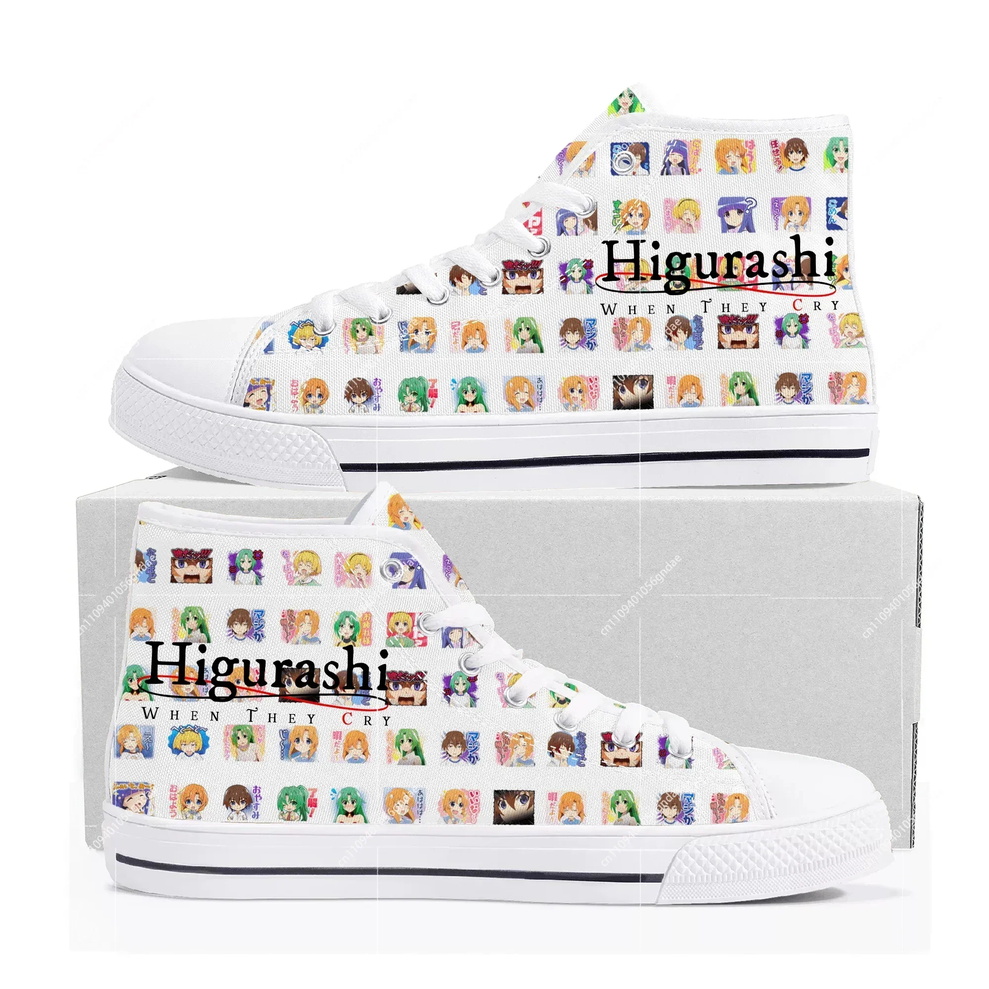 

Кроссовки Higurashi When They Cry High Top с мультяшным принтом для мужчин, женщин и подростков, высококачественные повседневные кеды из канваса, изготовленные на заказ