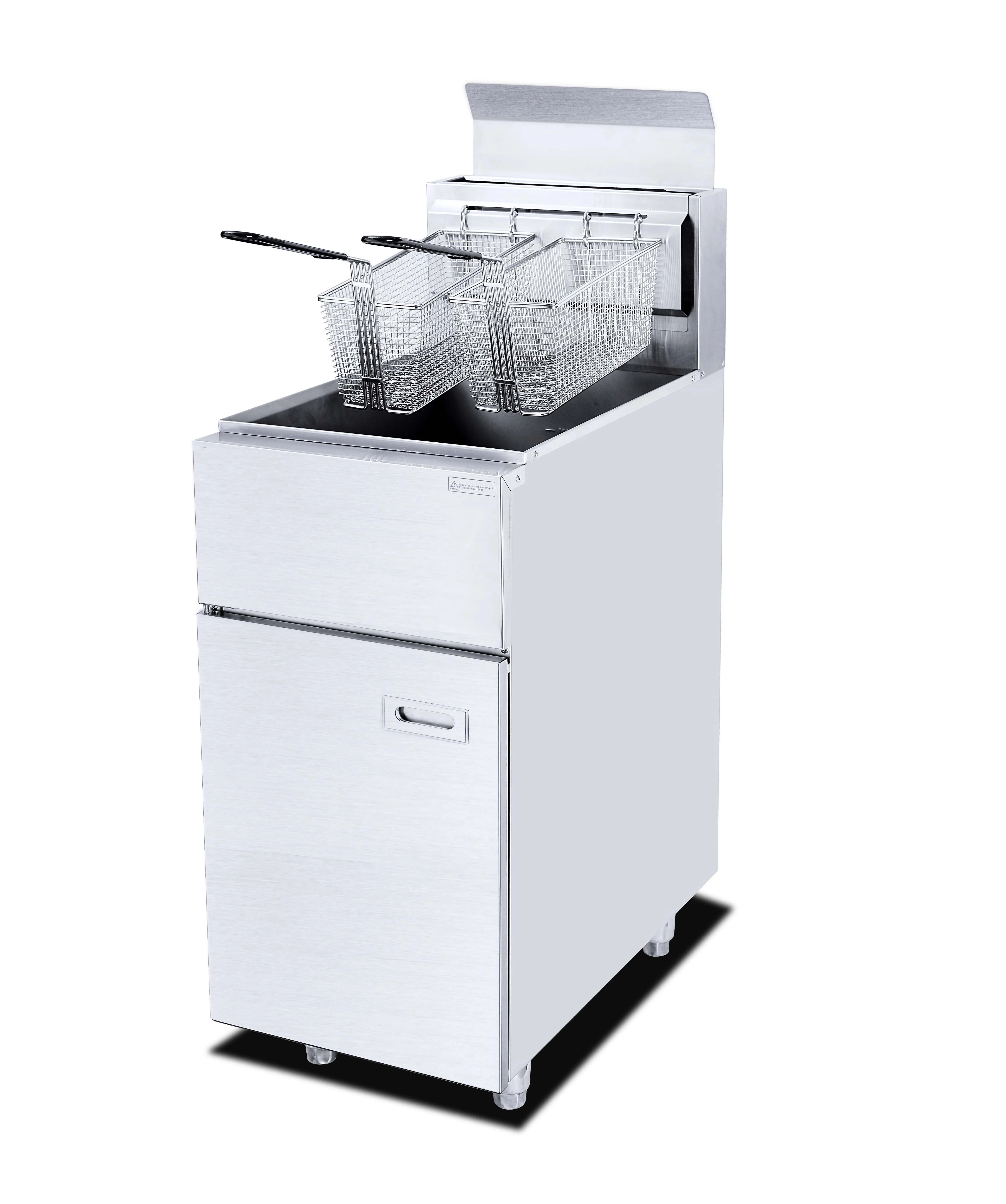 Hot Selling 28L Single tank single basket Gas Fryer with Cabinet Chips and Chicken Gas Deep Fryer For Restaurant