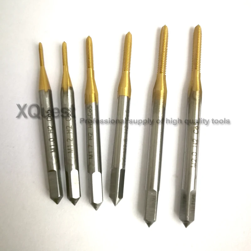 Tin Hss-co Metric Right Hand tap M0.8 M0.9 M1 M1.1 M1.2 M1.4 M1.5 HT Straight Flute Thread taps M1.6 M1.7 M1.8 M1.9 M2 M1.6X0.35