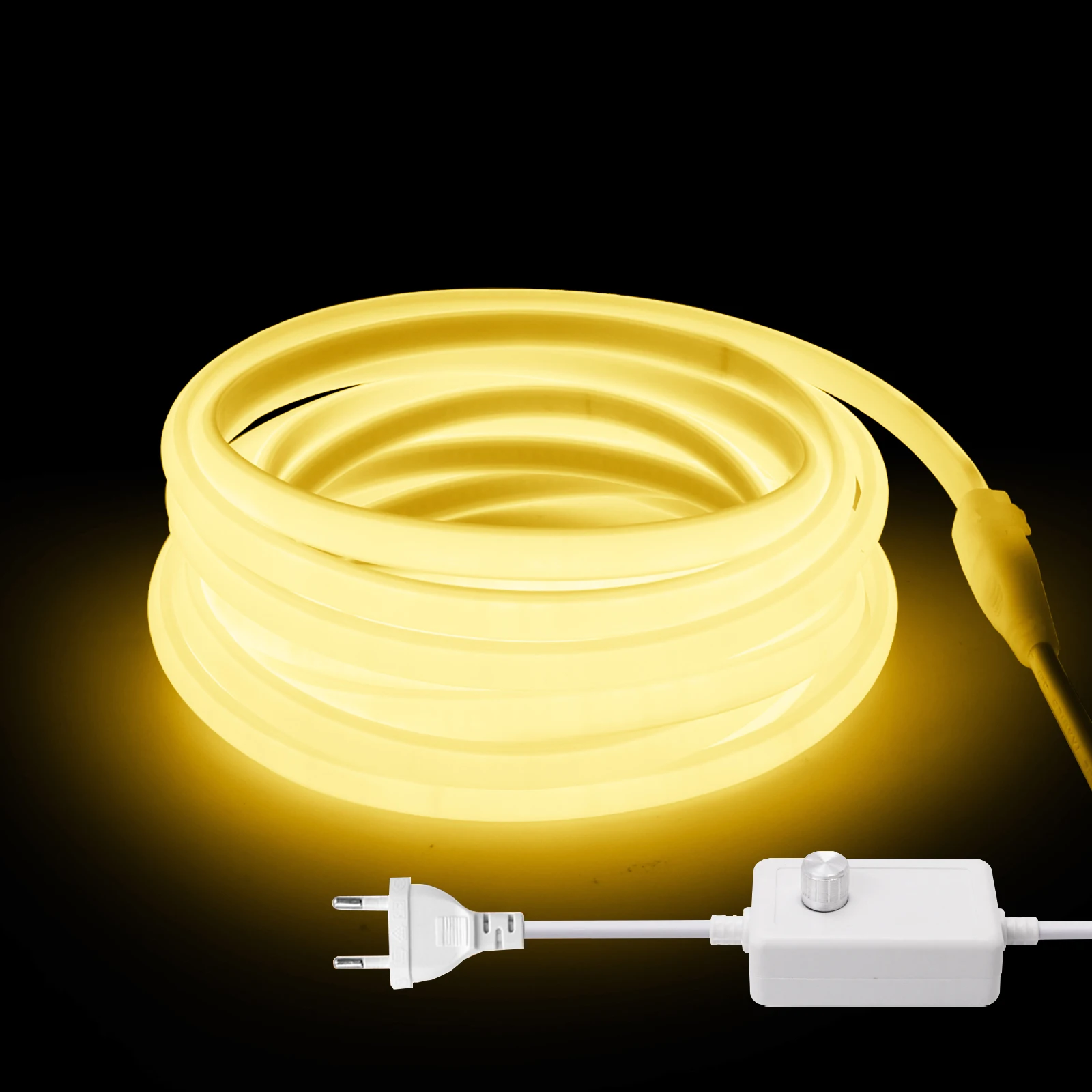 

220V Dimmable COB Led Strip 288LEDs/m RA90 Outdoor IP65 Waterproof with EU Dimmer Plug Warm Natural White Tape for Room Kitchen
