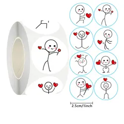 Lindas líneas creativas, juguetes divertidos, pegatinas autoadhesivas de recompensa, etiqueta decorativa redonda de dibujos animados DIY, 50-500 Uds., incentivan los niños
