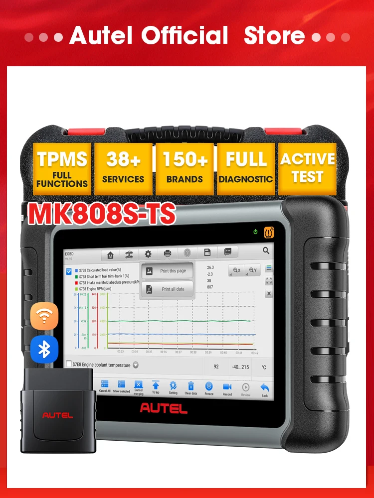 Autel MaxiCOM MK808S-TS TPMS 자동차 진단 도구, 최신 OBD2 스캐너, 타이어 프로그래밍 도구, MK808TS 업그레이드 