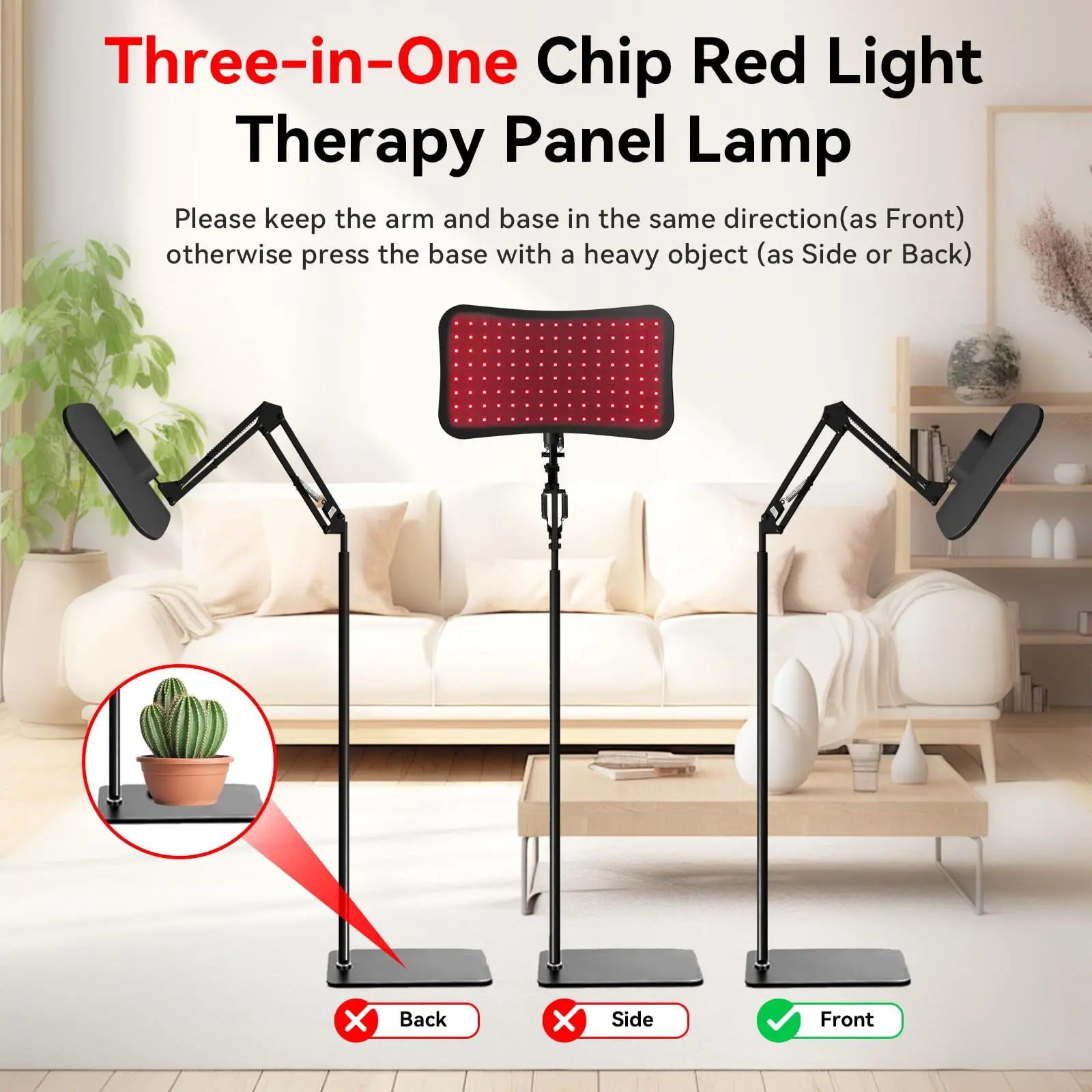 Panel de terapia de luz roja con soporte ajustable, dispositivo de luz infrarroja cercana LED de doble Chip de 660 y 850 nm para la salud de la piel, alivio del dolor