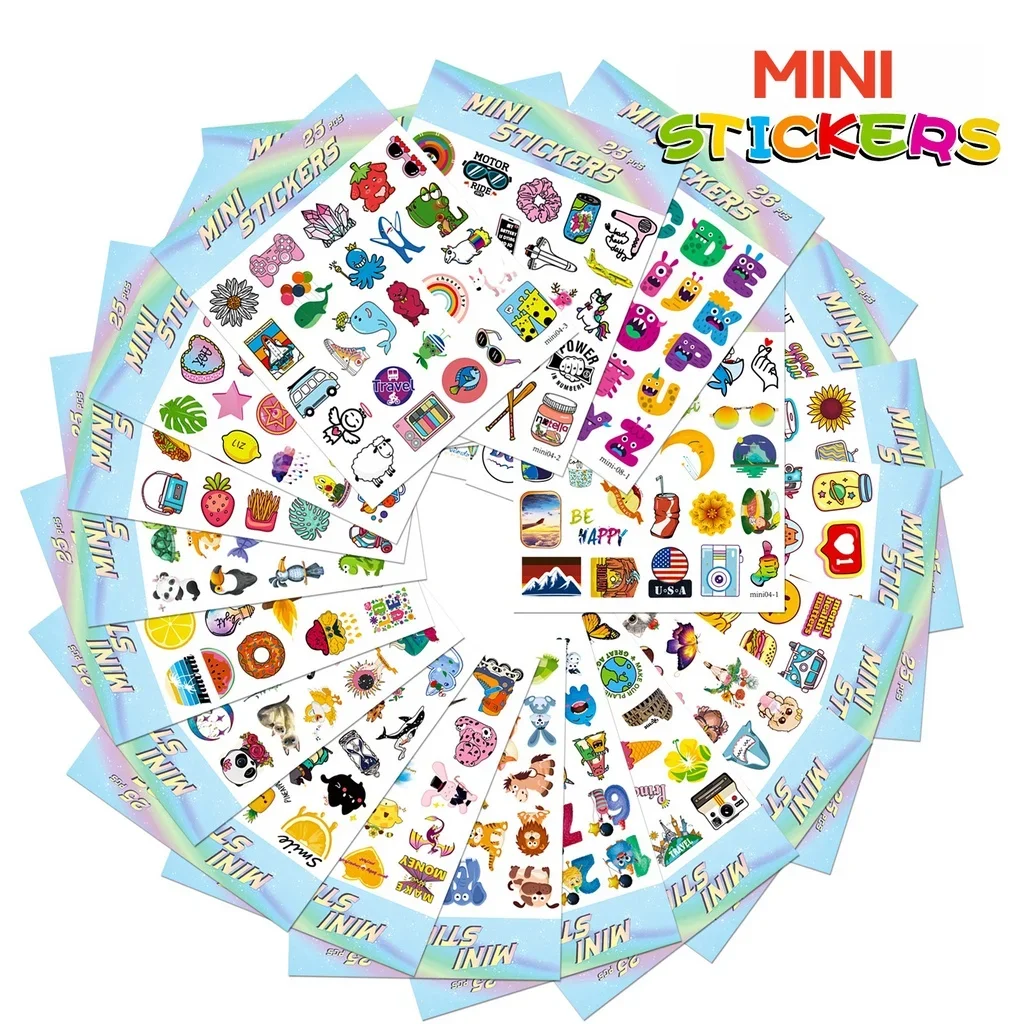 8/4/2 ورقة صغيرة متعددة لطيف الكرتون نمط عشوائي غير متكررة مقاوم للماء الكتابة على الجدران ملصقات لحساب اليد مقلمة الشارات #2