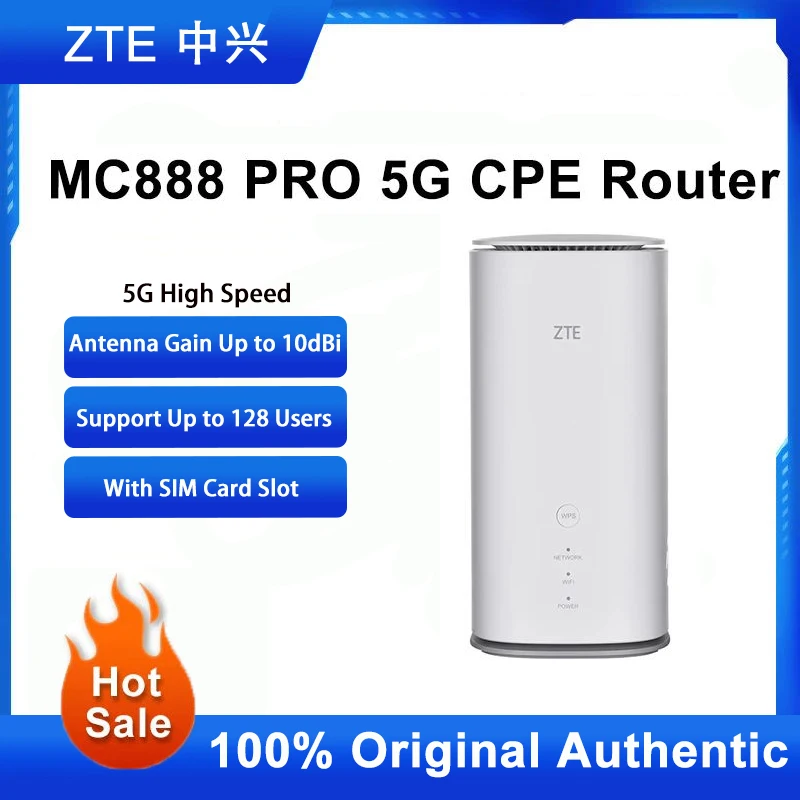 Unlocked ZTE MC888 PRO 5G CPE Router 5400Mbps Wi-Fi 6 Indoor Signal Repeater With SIM Card Slot Gigabit Network Ports Mesh WiFi