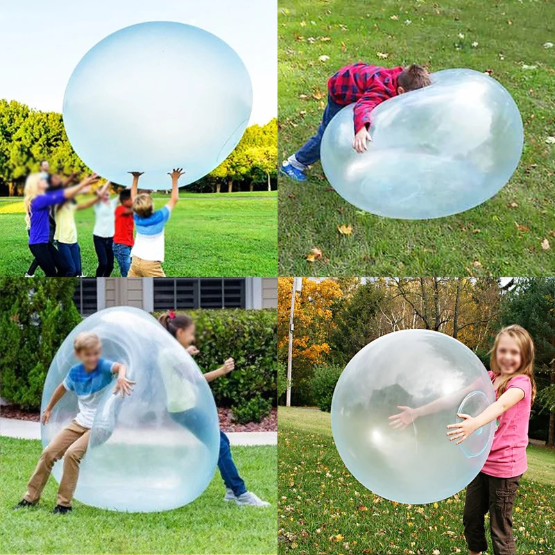 Kids Bubble Ball Balloon Blowing Transparent Bubble Inflatable Ball Games Outdoor Toys Baby Shower Water Filled Ball Toy Gifts