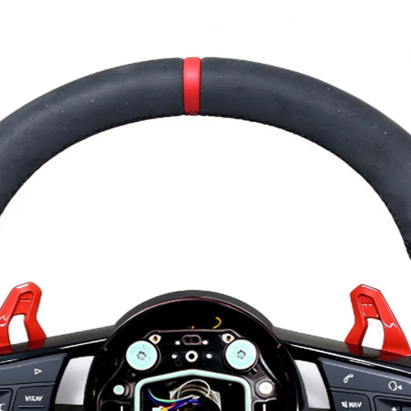 For Audi Q8 E-tron GE 2018- Red Label Knob Leather Steering Wheel Horn Shell ZC-R8-P001-F