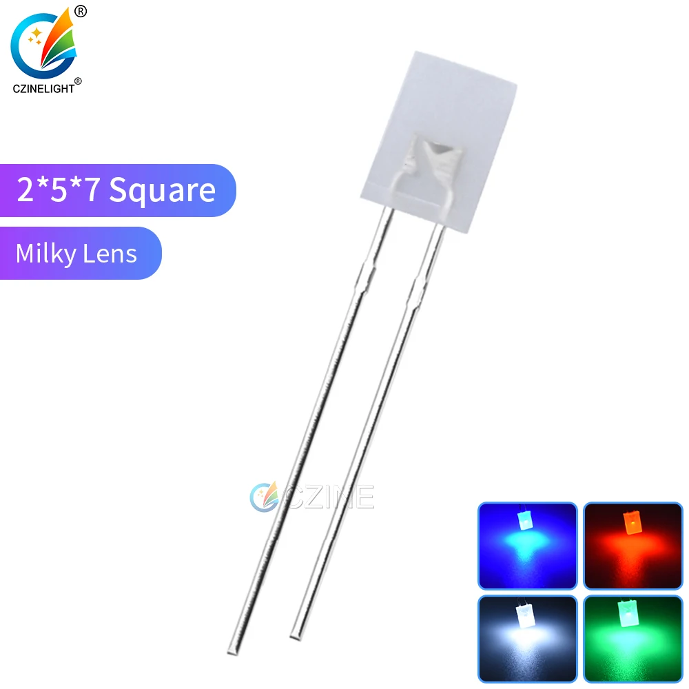 

1000pcs/bag 1000pcs 2x5x7mm LED Diffuse Red Green Blue White Square Lamp 257 LED LIGHTIN Diode