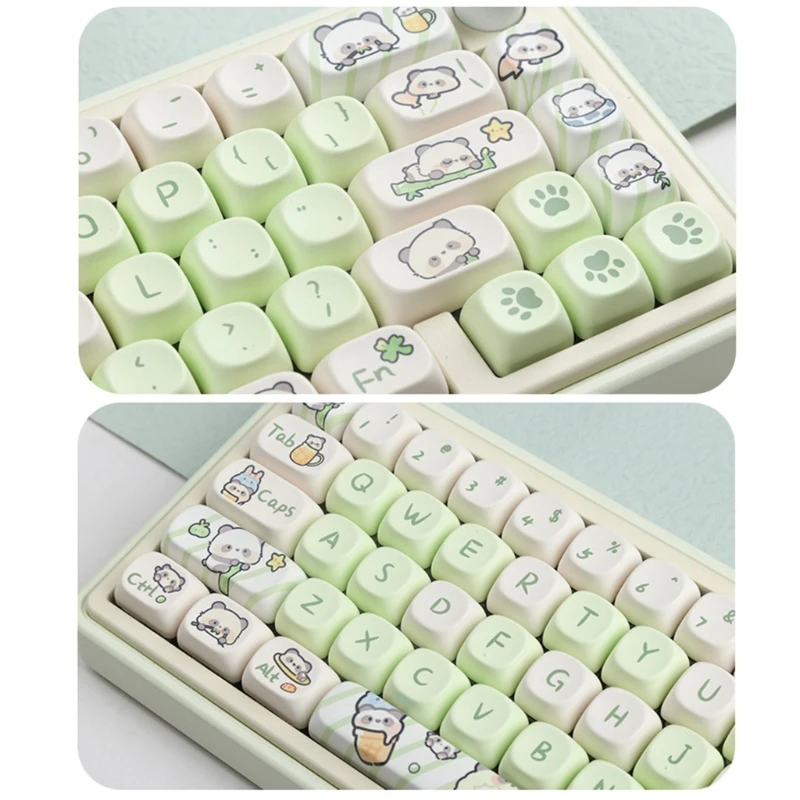 Teclas altura MOA, 137 piezas, sublimadas por calor, PBT, Panda verde lechoso, juego teclas, personalización para teclados