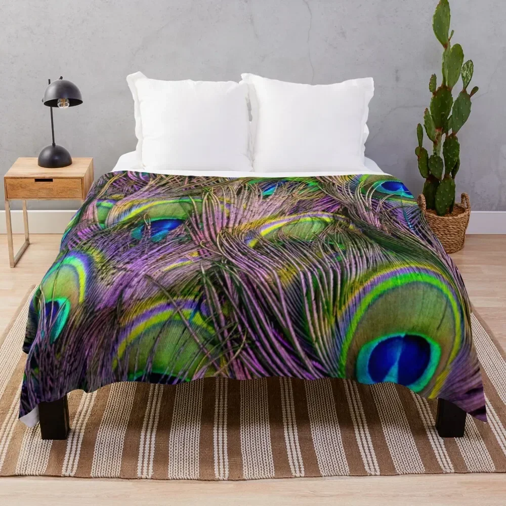 Peacock Feathers Throw Blanket Single Baby for babies Summer Beddings Blankets